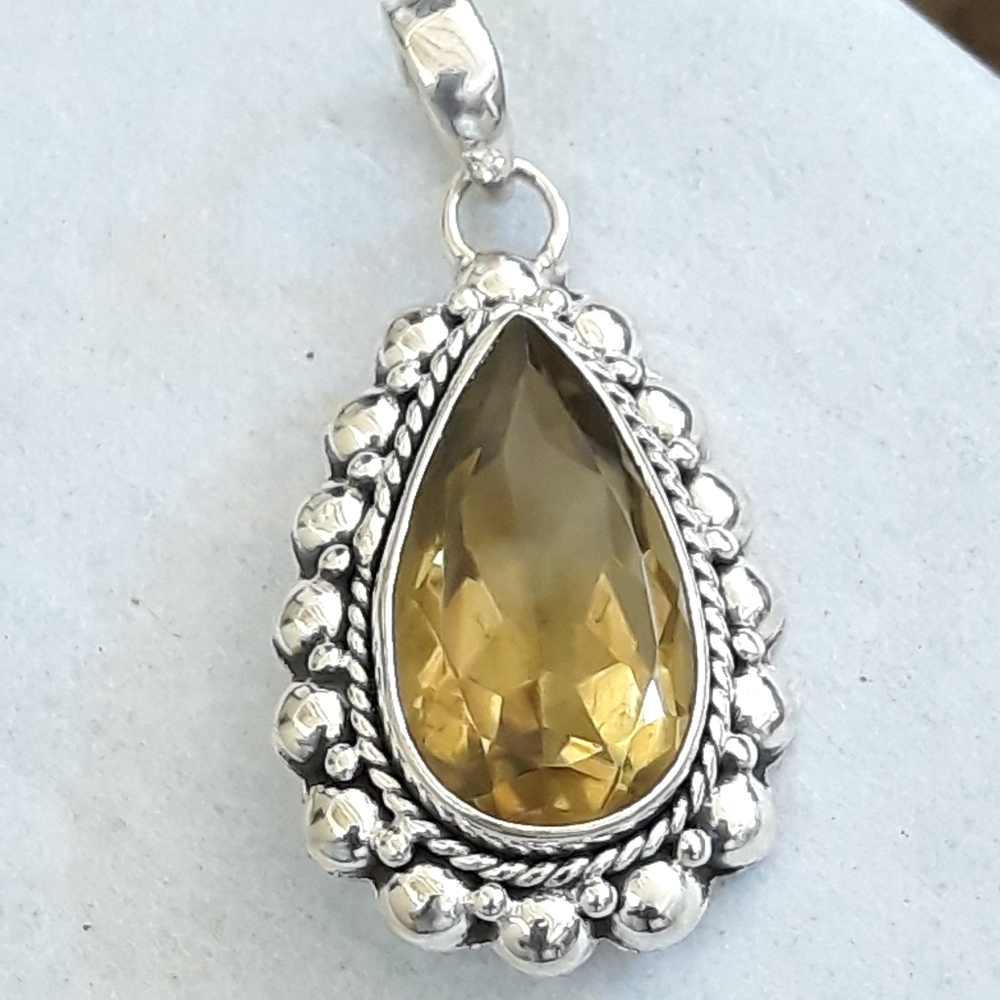 Lemon Quartz Sterling Silver Pendant
